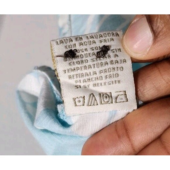 Joe Marlin Hawaiian Button Down Blue & White Short Sleeves Shirt, Size M - Picture 5 of 8